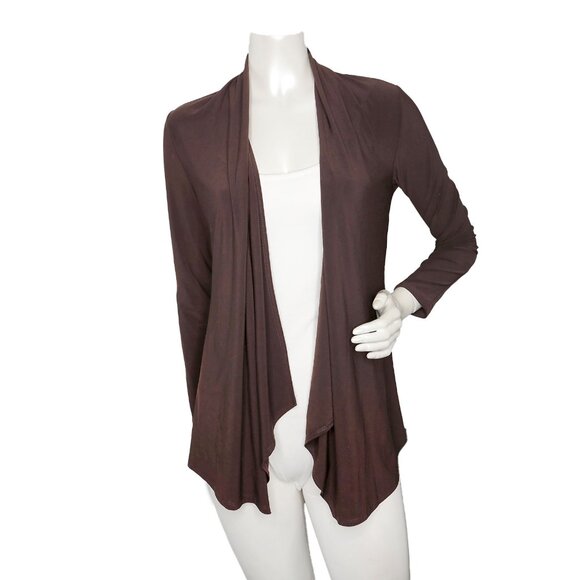 Atelier 29 Waterfall Cardigan Open Sweater Brown Classic Office Stretch - Picture 1 of 6